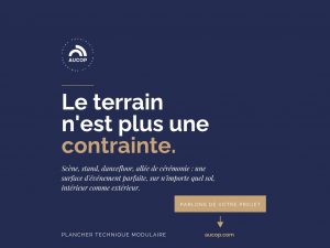 Plancher technique modulaire Octanorm OCTAclassic monté sur pieds réglables à la location par AUCOP