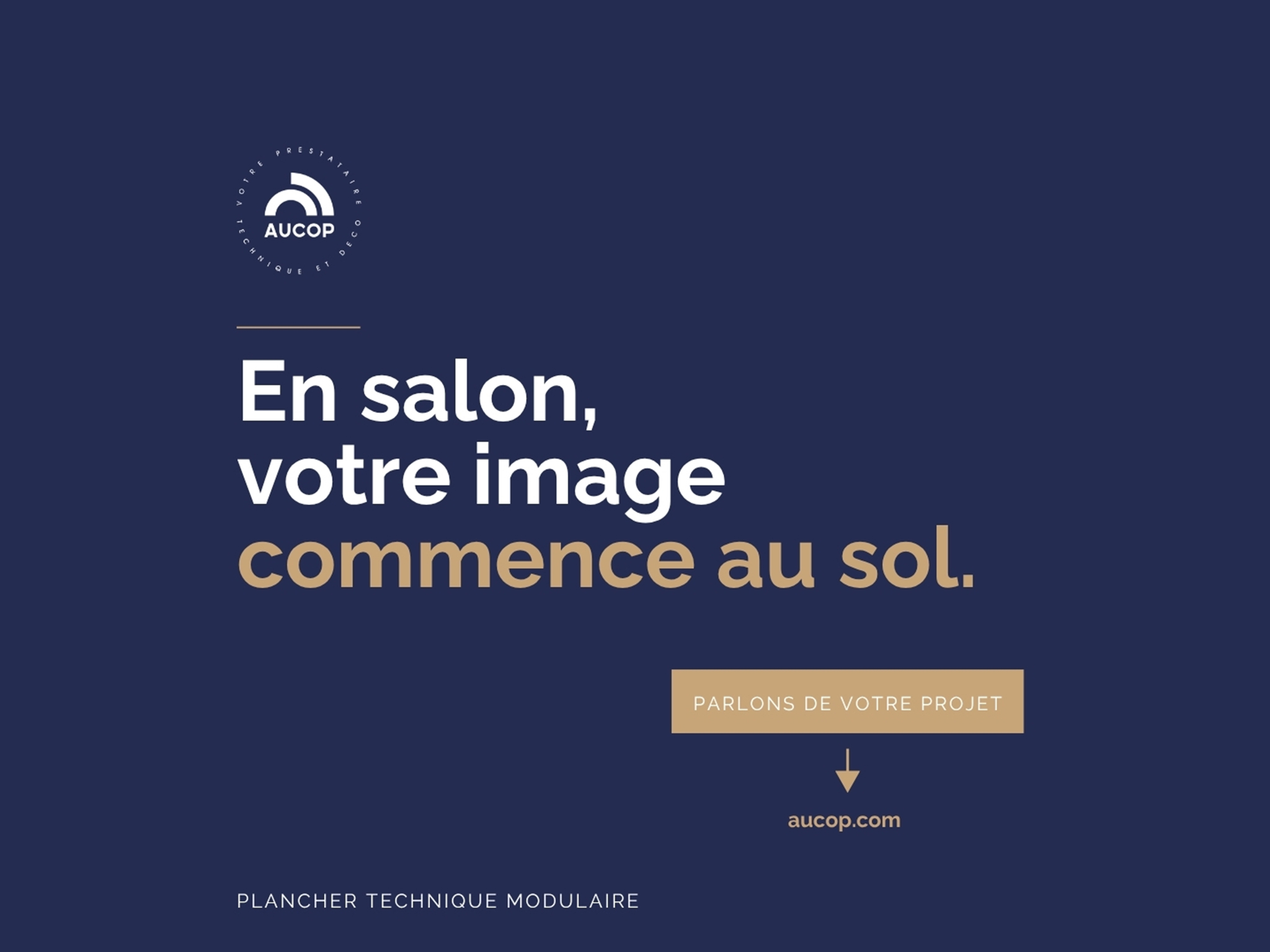 Plancher de stand AUCOP avec passage de câbles intégré et dissimulé