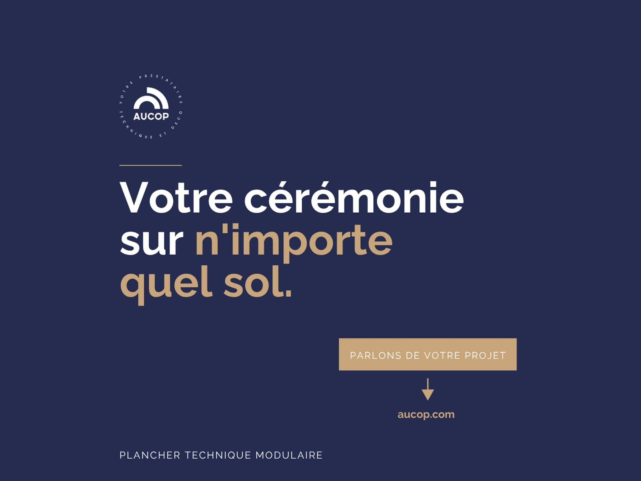 Plancher modulaire AUCOP aménagé en allée de cérémonie ou de mariage