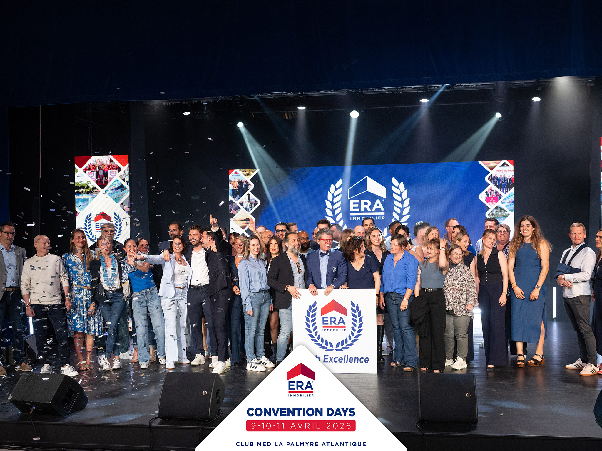 Expertise événementielle Aucop : final spectaculaire des Club Managers ERA sous un éclairage piloté sur Grand MA 2 Light.