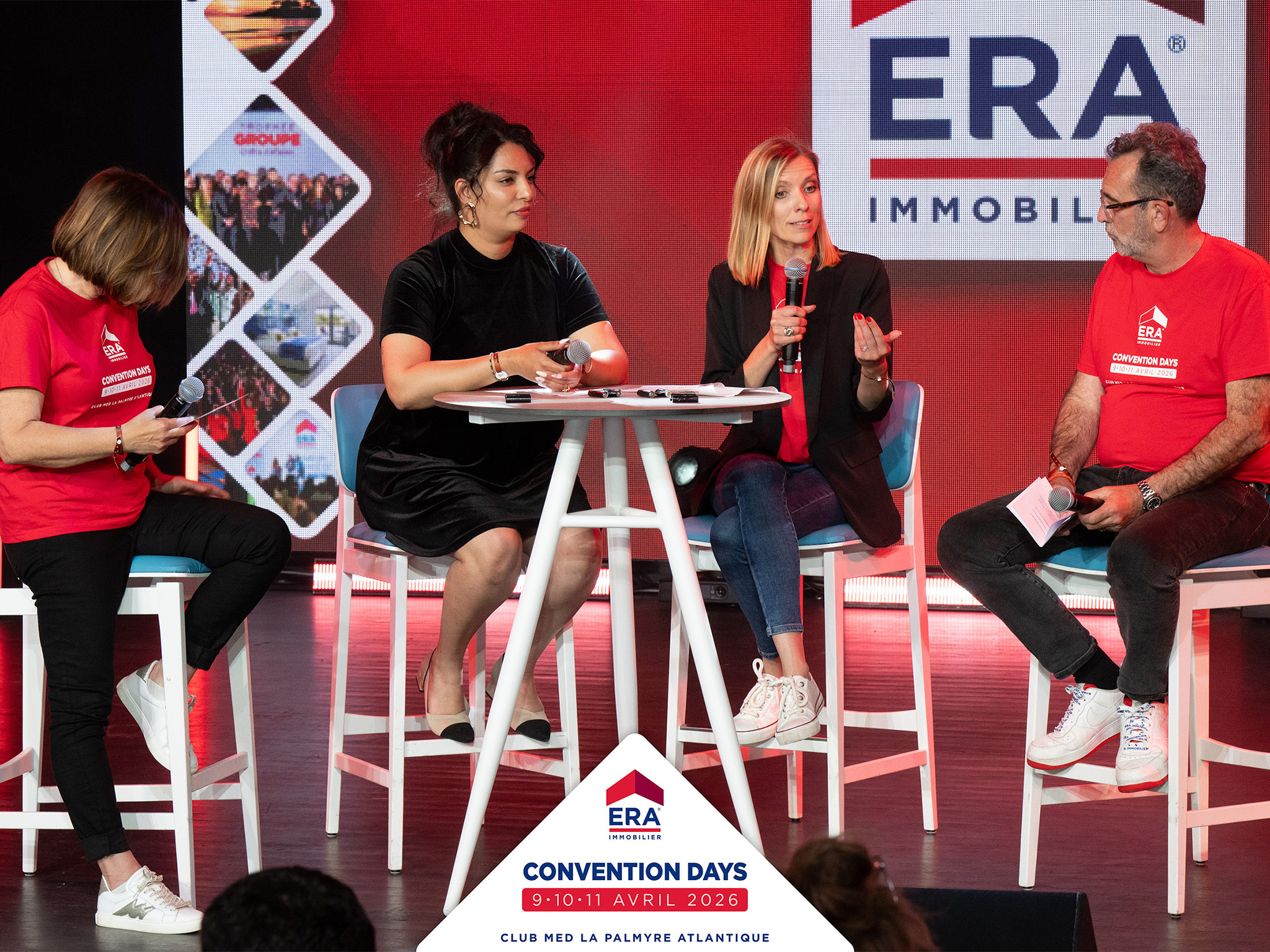 Sonorisation de table ronde par Aucop avec micros HF Shure et enceintes L-Acoustics pour une captation audio parfaite.